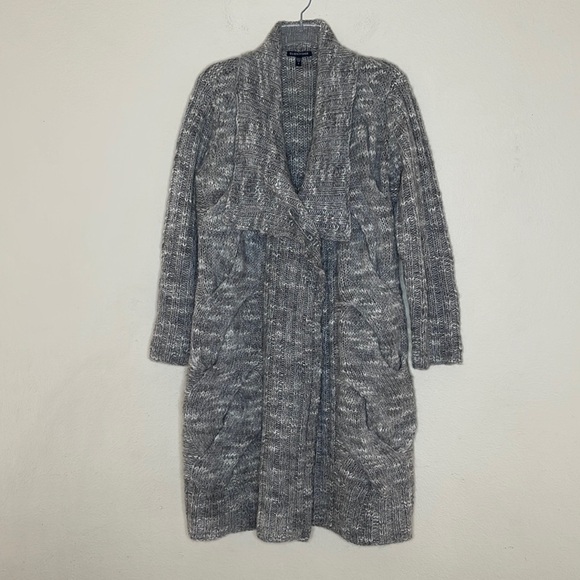Eileen Fisher Wool Alpaca Blend Chunky Cable Knit Long Oversized Cardigan - Picture 1 of 11